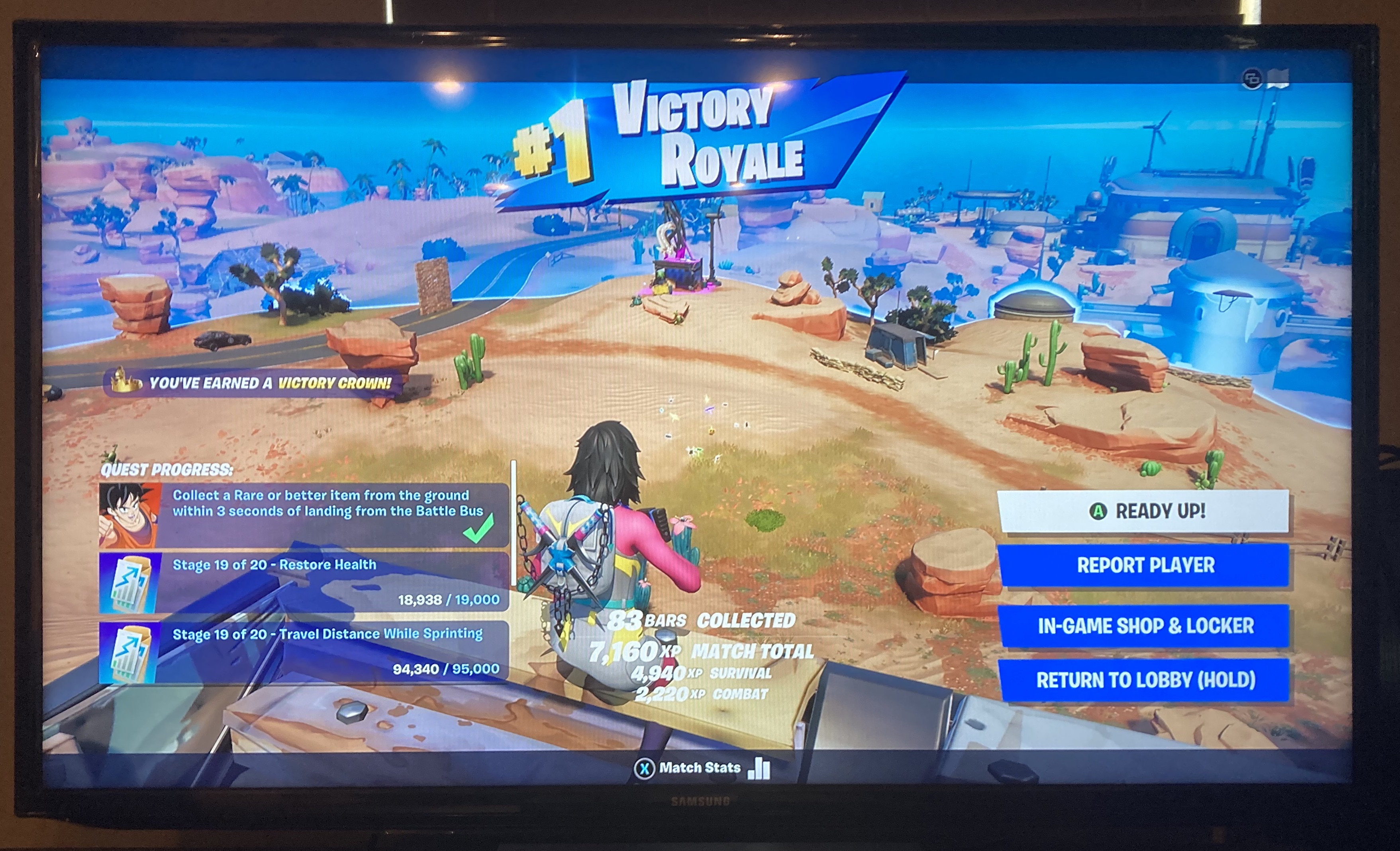 I got my Victory Royale! 
                    I shot down my distant opponent from my fort and he did not even build! The 
                    character he was controlling disappeared after he got eliminated which is 
                    supposed to happen in the game.