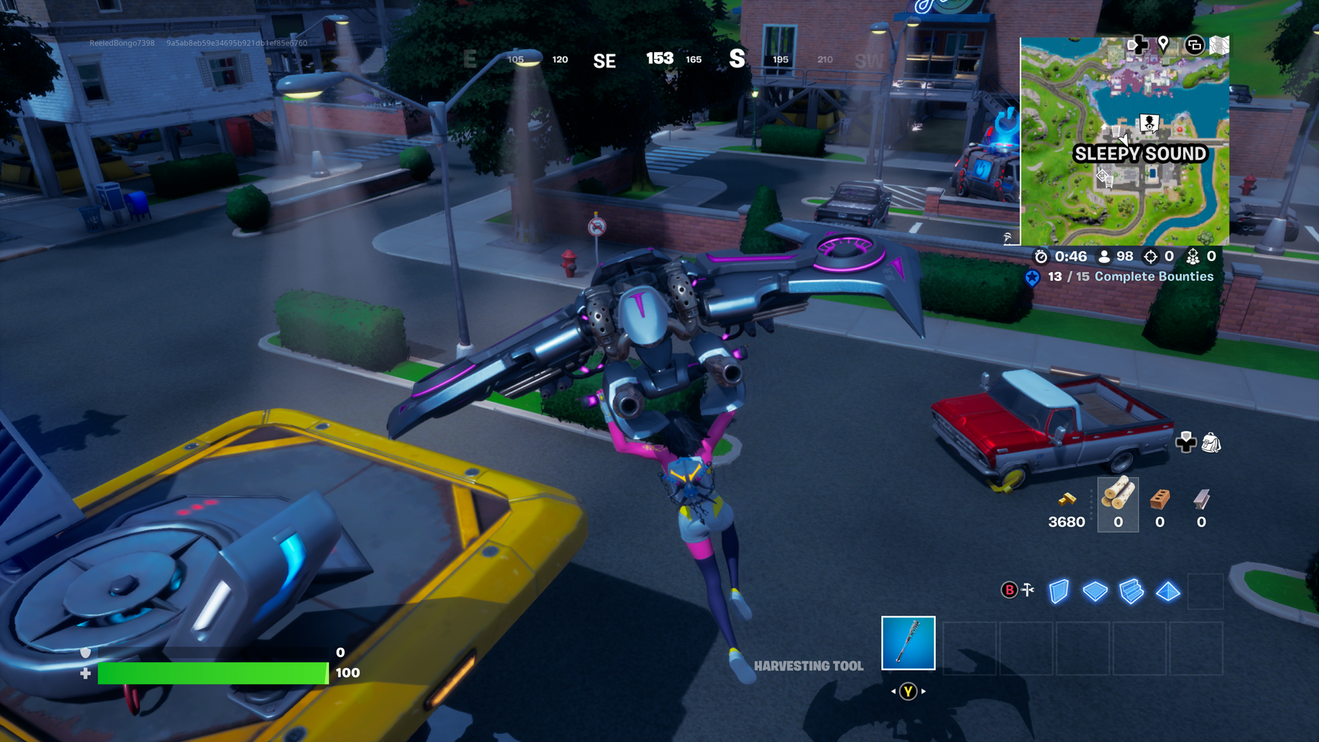 In my screenshot is a view of 
                    me controlling my avatar to land in a town which is a little futuristic.